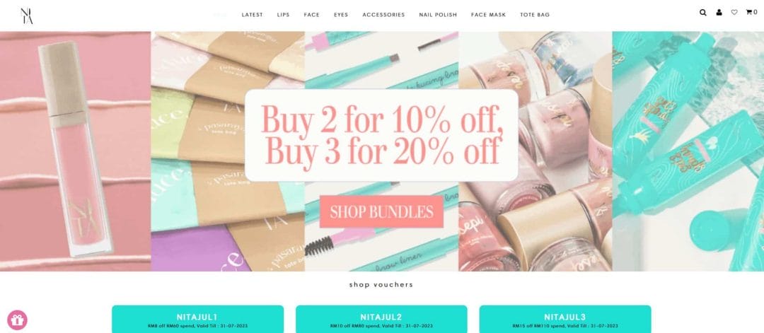 nita cosemetics website